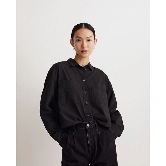 Madewell Tops - $85 Madewell Signature crop Poplin Oversized Shirt size XL m1